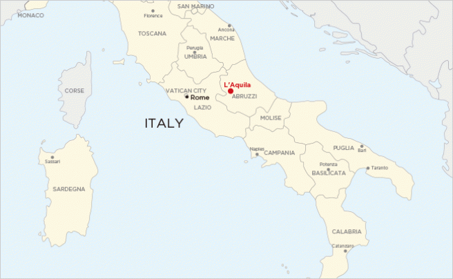 イタリア　ラクイラの地図