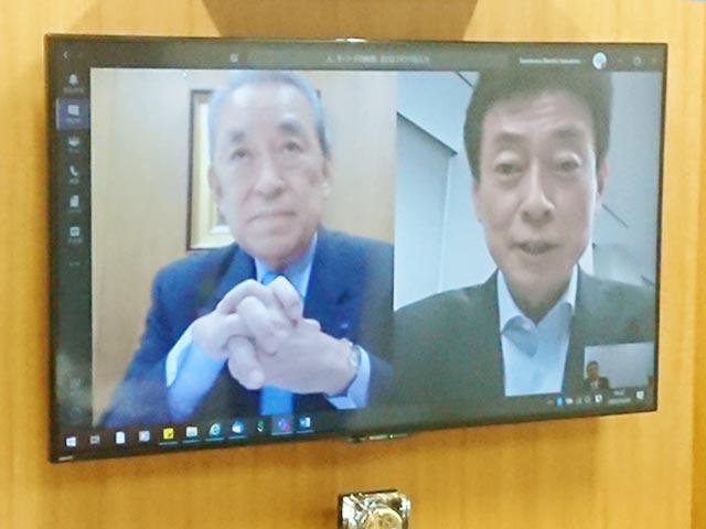 東京の西村大臣とのTV会議