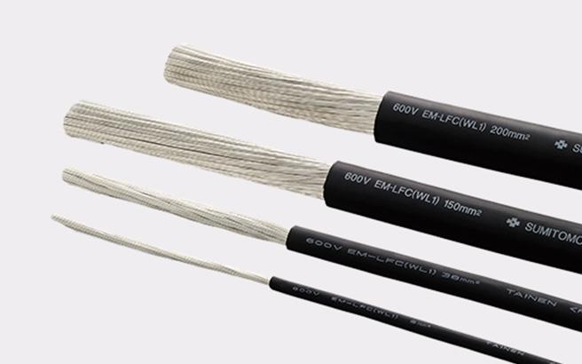 口出用ハロゲンフリー可とう性架橋ポリエチレン絶縁電線「EM-LFC・WL1」「EM-LFC-SL」