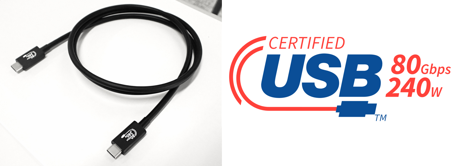USB 80Gbps 240W Type-Cケーブル(1m)