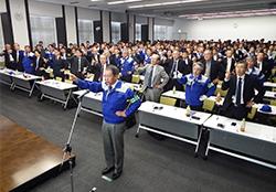 Group-wide safety convention(chanting a safety slogan in unison)
