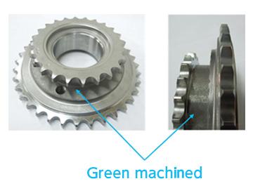 Example of a green machined horizontal groove