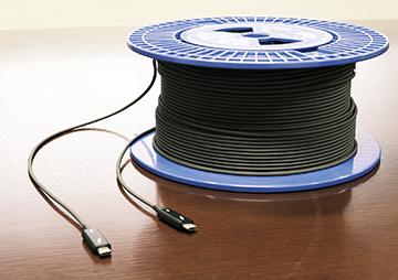 Thunderbolt™ active optical cable capable of transmission up to 50 m