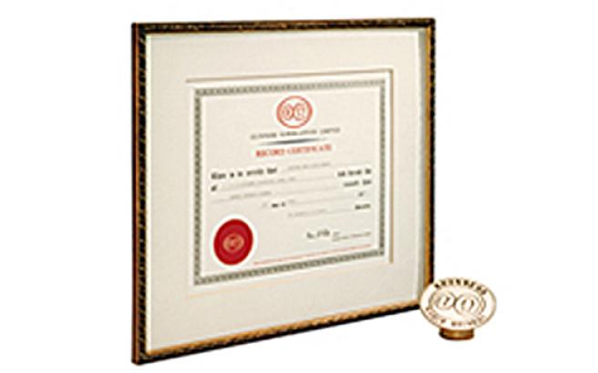 Guinness Book Record certificate