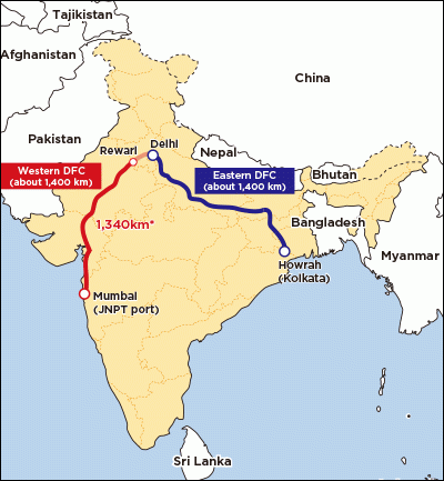 * Section for which Sumitomo Electric will deliver contact wires Between Rewari and Mumbai