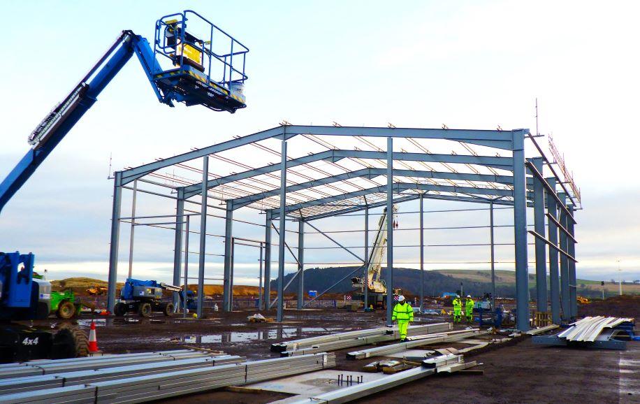 Steel frame for a warehouse