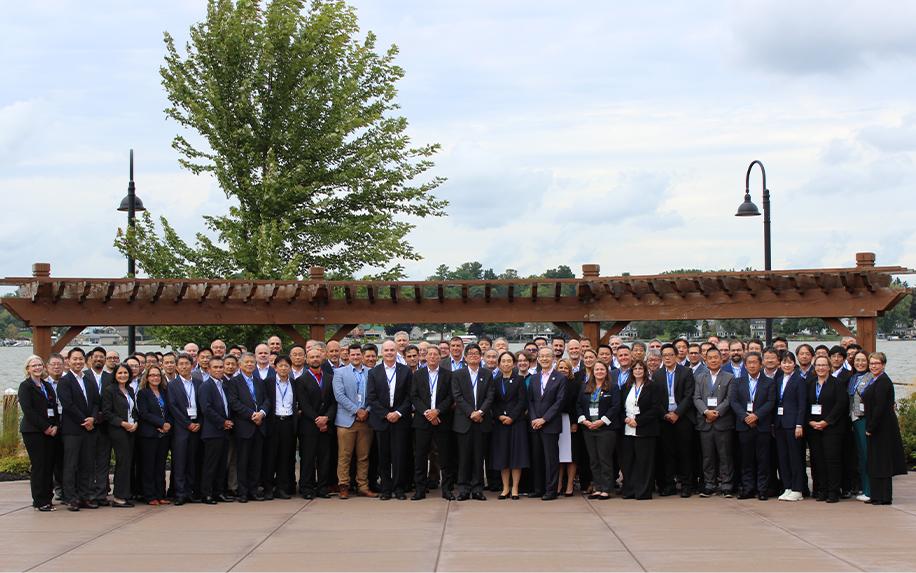 With conference attendees